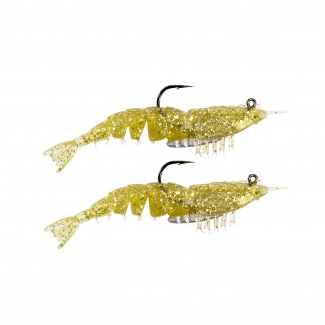 EZ SHRIMPZ RIGGED 3.5" GOLD FLAKE2PK Z-MAN