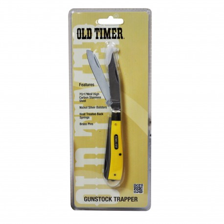 Gunstock Trapper 3 7/8" 2 Bl. Yel Hdl,CP OLD-TIMER-BY-BTI-TOOLS