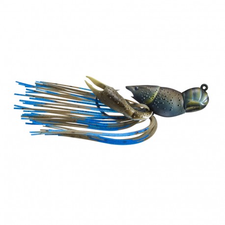 CrwFsh,1 1/2",1/2oz,HB Jig,FS,Mud/Blu,2/0 LIVETARGET-LURES